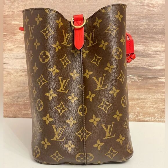 💕SOLD💕Louis Vuitton Monogram Brown Poppy Red NeoNoe Shoulder Handbag Purse - Picture 2 of 16